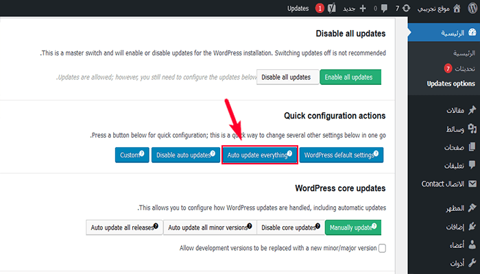 كيفية إدارة تحديثات ووردبريس التلقائية بشكل أفضل 3 updateseasyupdateoptions
