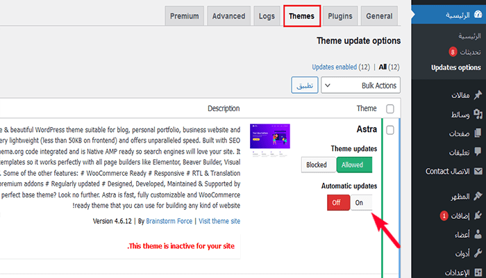 كيفية إدارة تحديثات ووردبريس التلقائية بشكل أفضل 5 updatesthemesselective