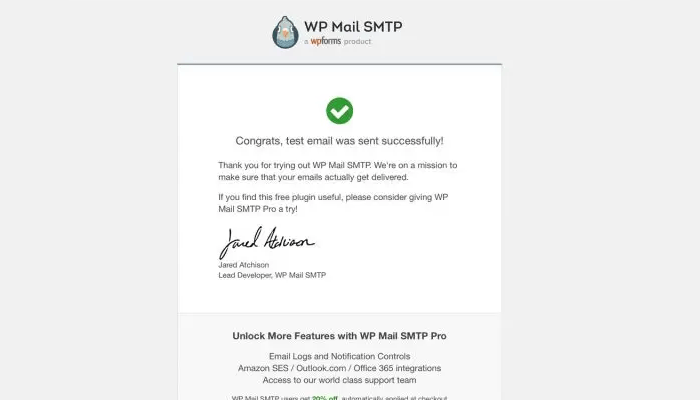 كيفية إصلاح مشكلة عدم إرسال البريد الإلكتروني في ووردبريس 21 wp mail successful test email