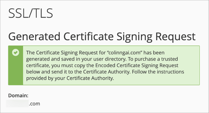 كيفية تجديد شهادة SSL (خطوة بخطوة للمبتدئين) 9 success message CSR