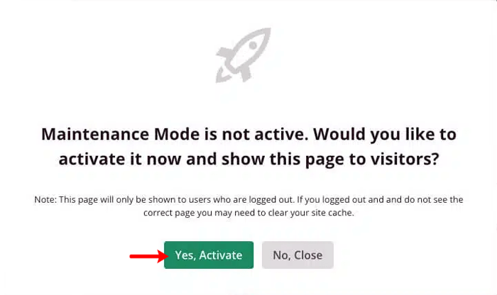 6 أفكار لصفحات الصيانة يمكنك استخدامها على موقع ووردبريس الخاص بك 8 click yes activate button seedprod