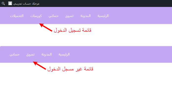 كيفية إضافة المنطق الشرطي إلى القوائم في ووردبريس (خطوة بخطوة) 8 قائمة مختلفة للمستخدمين المسجلين