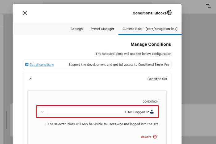 كيفية إضافة المنطق الشرطي إلى القوائم في ووردبريس (خطوة بخطوة) 12 ضبط الشروط في محرر الكتل