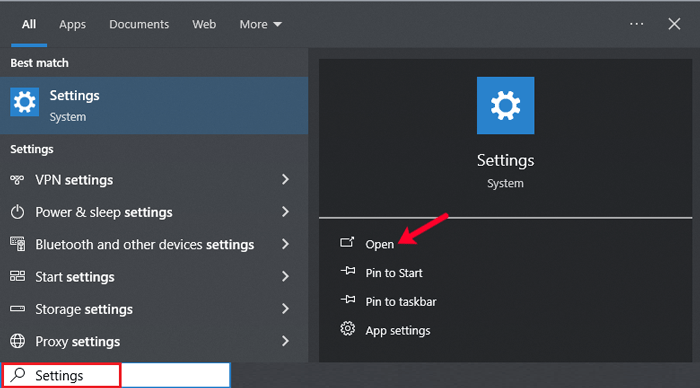 كيفية إصلاح خطأ DNS Server Not Responding في ووردبريس (5 طرق) 2 انتقل إلى الإعدادات من قائمة ابدأ