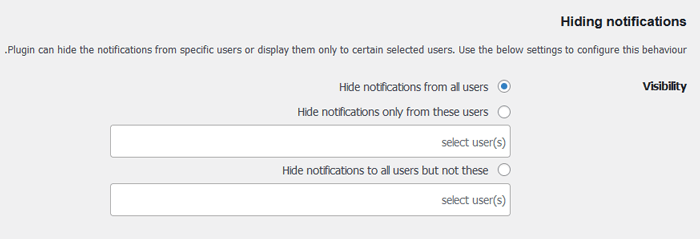 كيفية إضافة مركز إشعارات في لوحة إدارة ووردبريس 6 إخفاء إعدادات الإشعارات