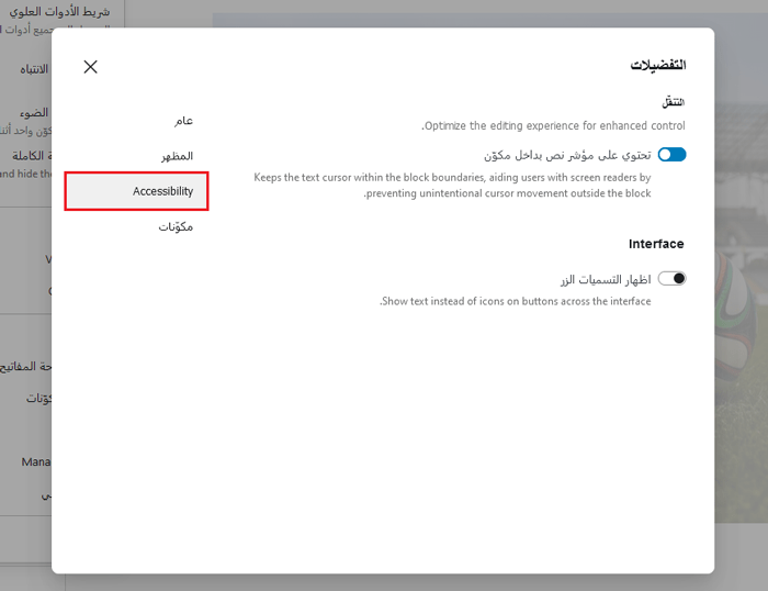 كيفية تخصيص لوحة تحكم المسؤول في ووردبريس (6 نصائح) 9 preferences accessibility