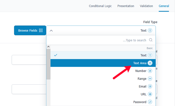 كيفية إضافة حقول إضافية لملف تعريف المستخدم في تسجيل ووردبريس 3 اختر نوع الحقل من القائمة المنسدلة