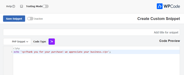 كيفية اضافة كود مخصص بسهولة إلى ووردبريس (دون تعطيل موقعك) 19 سيقوم WPCode AI بكتابة الكود تلقائيًا