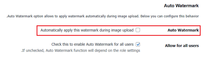 كيفية اضافة علامة مائية تلقائيًا إلى الصور في ووردبريس 18 قم بإلغاء تحديد خيار العلامة المائية التلقائية