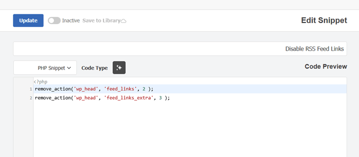 كيفية تعطيل موجزات RSS في ووردبريس (طريقتان سهلتان) 10 يقوم WPCode بإضافة الكود لك تلقائيًا