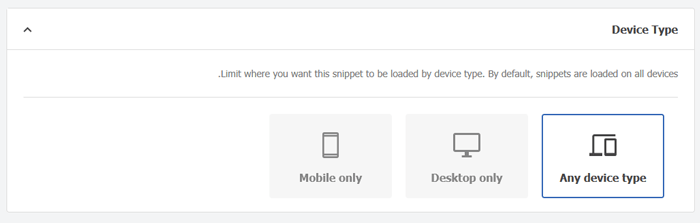 كيفية اضافة كود مخصص بسهولة إلى ووردبريس (دون تعطيل موقعك) 8 اختر نوع الجهاز لمقتطف الكود المخصصة الخاصة بك