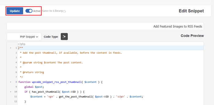 12 نصائح لتحسين موجز RSS ووردبريس الخاص بك (سريع وسهل) 6 قم بتشغيل المفتاح النشط لموجز RSS