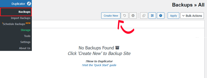 كيفية التخلص من /wordpress/ من عنوان URL لموقع ووردبريس الخاص بك 4 إنشاء نسخة احتياطية جديدة في Duplicator