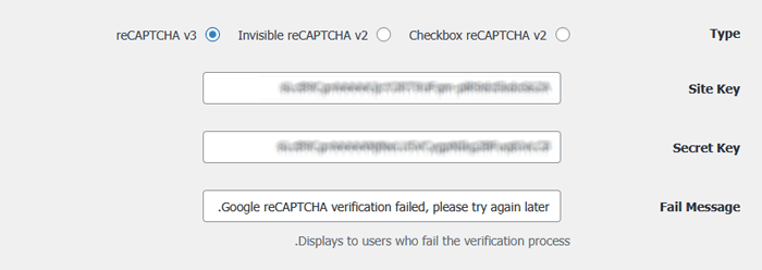 كيفية إضافة CAPTCHA في نموذج تسجيل الدخول والتسجيل في ووردبريس 25 enter site and secret keys in wpforms