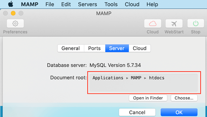 كيفية تثبيت ووردبريس محليًا على ماك (طريقتان سهلتان) 18 mamp document root