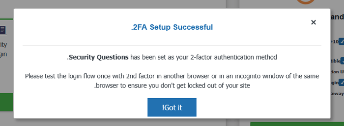 كيفية إضافة أسئلة الأمان إلى شاشة تسجيل الدخول إلى ووردبريس 3 رسالة نجاح أسئلة الأمان