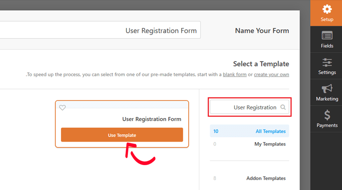 كيفية السماح بتسجيل المستخدم على موقع ووردبريس الخاص بك 8 حدد تمبلت تسجيل المستخدم