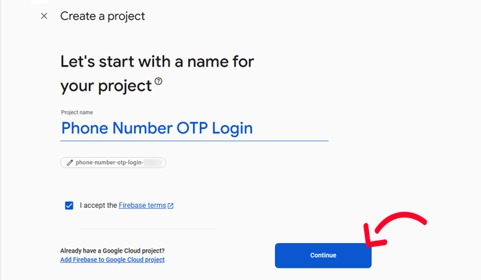 كيفية إضافة تسجيل الدخول برقم الهاتف عبر OTP في ووردبريس 6 أضف اسم لمشروعك