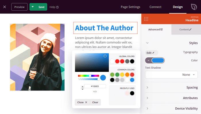 كيفية تغيير لون النص في ووردبريس (لجميع القوالب) 36 تخصيص لون النص باستخدام اضافة لبناء الصفحة