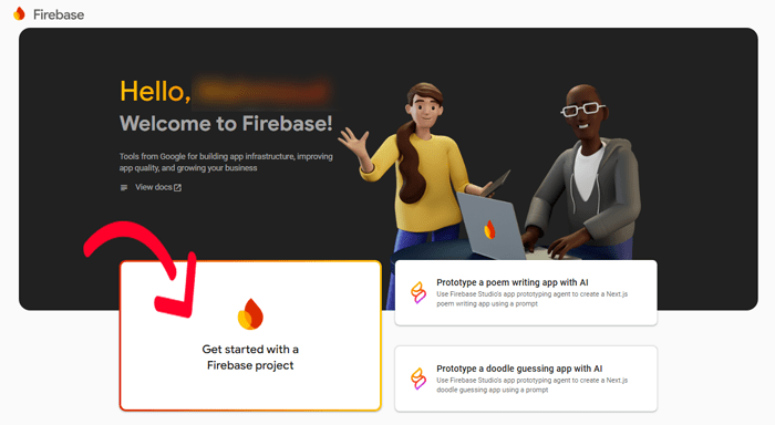 كيفية إضافة تسجيل الدخول برقم الهاتف عبر OTP في ووردبريس 5 إنشاء مشروع Firebase