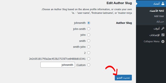 كيفية إنشاء روابط دائمة مخصصة في ووردبريس (الدليل الشامل) 9 تعديل أو إضافة Slug المؤلف