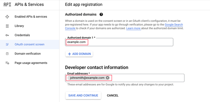 كيفية إضافة تسجيل الدخول بنقرة واحدة باستخدام جوجل في ووردبريس 8 أضف نطاق موقع الويب الخاص بك وعنوان البريد الإلكتروني