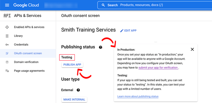 كيفية إضافة تسجيل الدخول بنقرة واحدة باستخدام جوجل في ووردبريس 20 انقر فوق 'publishing' لنقله إلى وضع الإنتاج