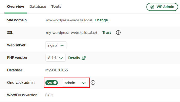 كيفية تثبيت ووردبريس على جهاز كمبيوتر يعمل بنظام ويندوز (طريقتان) 24 تمكين تسجيل الدخول إلى المسؤول بنقرة واحدة باستخدام Local WP