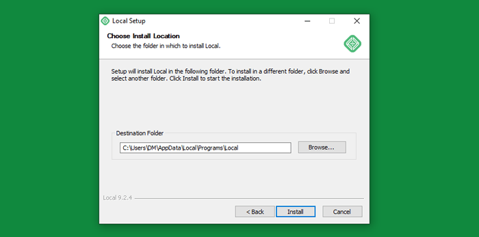 كيفية تثبيت ووردبريس على جهاز كمبيوتر يعمل بنظام ويندوز (طريقتان) 14 حدد مسار التثبيت الخاص بك
