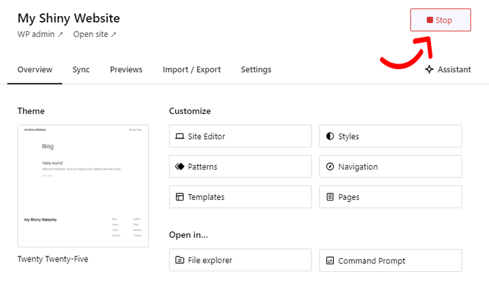 كيفية تثبيت ووردبريس على جهاز كمبيوتر يعمل بنظام ويندوز (طريقتان) 9 إيقاف استوديو بواسطة موقع WordPress.com المحلي