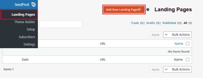 كيفية إنشاء أرشيفات مضغوطة في ووردبريس 22 انقر فوق الزر Add a new landing page
