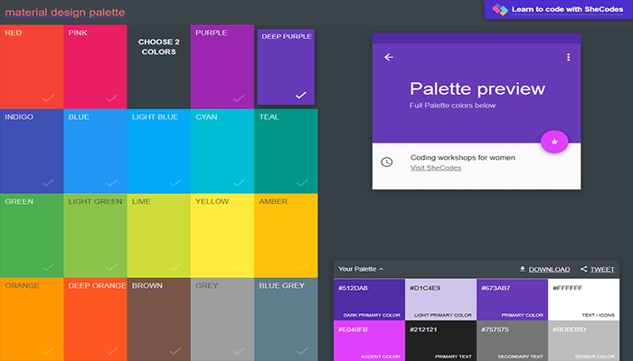 كيفية اختيار نظام الألوان المثالي لموقع ووردبريس الخاص بك 4 Material Palette