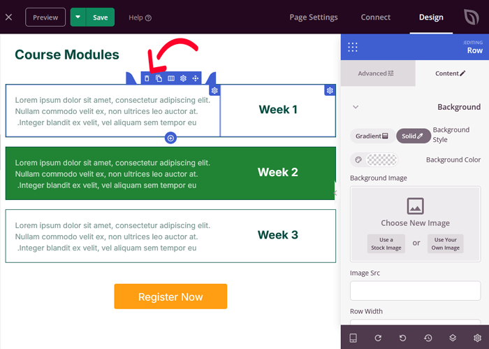 كيفية انشاء صفحة مخصصة في ووردبريس (خطوة بخطوة) 20 إزالة كتلة من صفحة SeedProd المخصصة