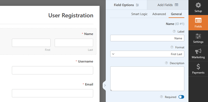 كيفية إنشاء نموذج تسجيل مستخدم مخصص في ووردبريس 5 تحرير خيارات الحقل