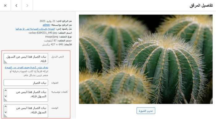 دليل المبتدئين لـ سيو الصور: تحسين الصور لمحركات البحث 8 إضافة الوسم البديل والعنوان عبر مكتبة الوسائط