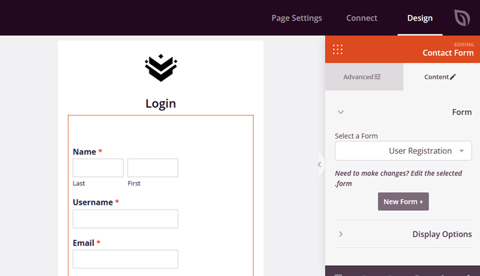 كيفية إنشاء نموذج تسجيل مستخدم مخصص في ووردبريس 31 معاينة نموذج التسجيل في منشئ صفحة الهبوط