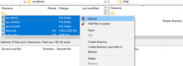 كيفية نقل ووردبريس من سيرفر محلي إلى موقع مباشر 15 رفع ملفات ووردبريس عبر FTP