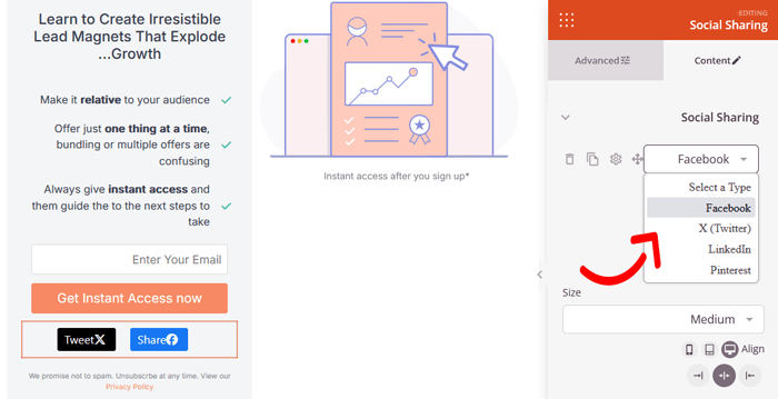 كيفية إضافة أزرار المشاركة الاجتماعية في ووردبريس (4 طرق سهلة) 46 اختر منصة التواصل الاجتماعي للصفحة