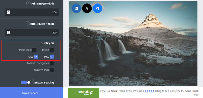 كيفية إضافة أزرار المشاركة الاجتماعية في ووردبريس (4 طرق سهلة) 35 تكوين إعدادات العرض لأزرار المشاركة الاجتماعية في الصور