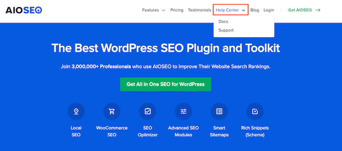 كيفية طلب دعم ووردبريس والحصول عليه بشكل صحيح 11 مركز مساعدة AIOSEO