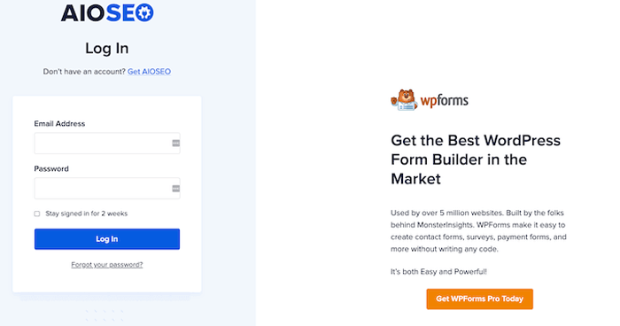 كيفية طلب دعم ووردبريس والحصول عليه بشكل صحيح 12 نموذج تسجيل الدخول لدعم AIOSEO
