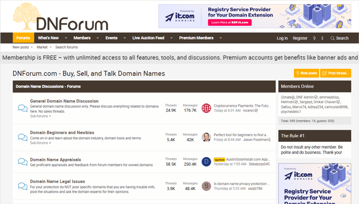 أفضل 7+ أماكن للعثور على اسم دومين بريميوم للبيع (+ نصائح الخبراء) 9 DNForum