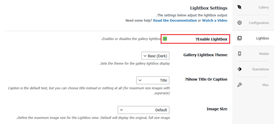 كيفية إنشاء معرض صور في ووردبريس (خطوة بخطوة) 15 تمكين Lightbox