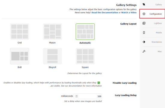 كيفية إنشاء معرض صور في ووردبريس (خطوة بخطوة) 14 تعديل إعدادات تكوين المعرض