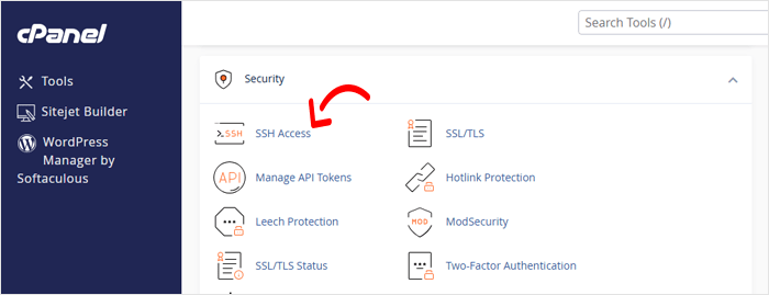 كيف يعمل SSH Access على خطة الاستضافة المشتركة 4 حدد SSH Access من لوحة التحكم
