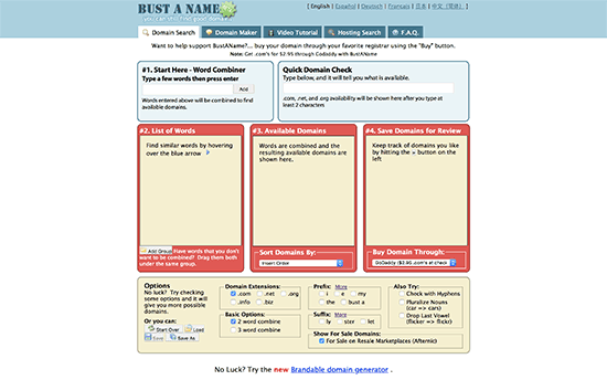 أفضل 12 مولدات اسم الدومين لمساعدتك في اختيار الدومين الخاص بك (سريع) 7 Bust a Name