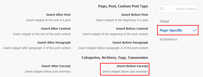 كيفية إنشاء موجزات RSS منفصلة لكل تصنيف في ووردبريس 16 اختر موقع المقتطف كإدراج قبل المقتطف