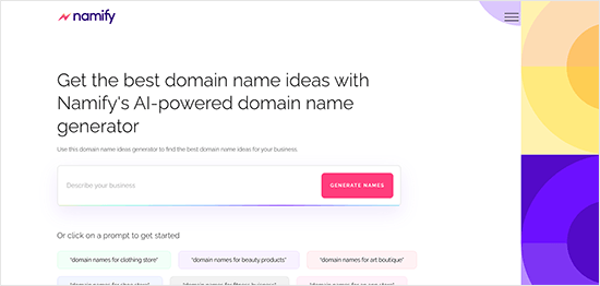 أفضل 12 مولدات اسم الدومين لمساعدتك في اختيار الدومين الخاص بك (سريع) 5 Namify