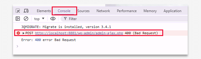 كيفية إصلاح خطأ Admin Ajax 400 (Bad Request) في ووردبريس 2 خطأ Admin ajax 400 bad request في وحدة تحكم المتصفح