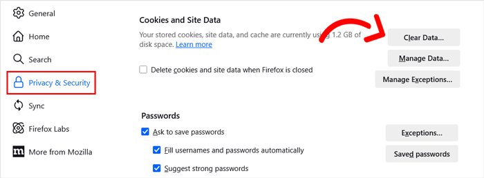 كيفية إصلاح خطأ Admin Ajax 400 (Bad Request) في ووردبريس 6 مسح البيانات في فايرفوكس